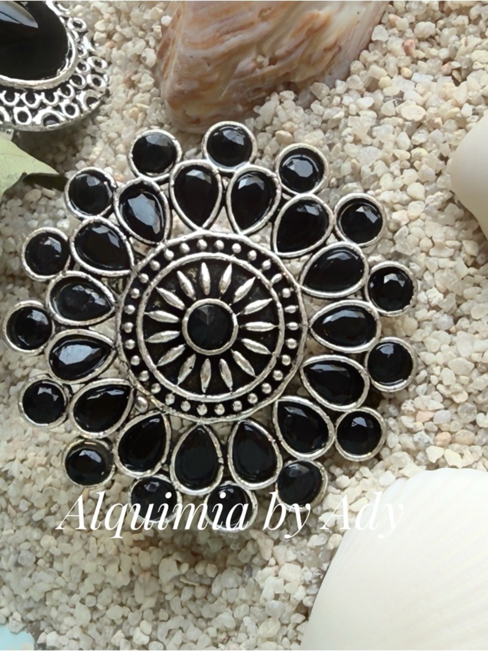 MONUMENTAL ONYX Silver Ring with Black Center Stone